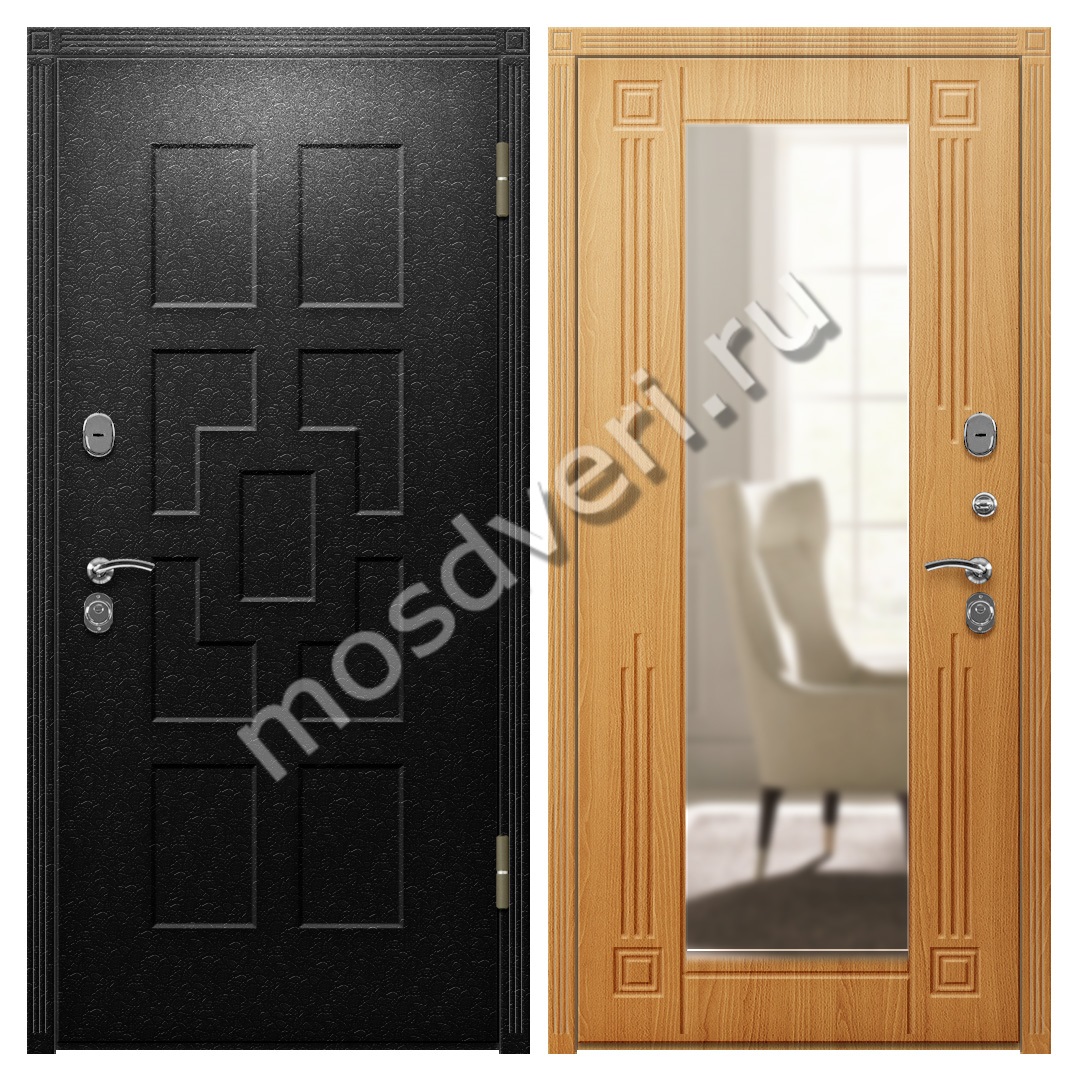 Дверь в частный дом Крокодил с большим зеркалом - купить от производителя Мосдвери Дверь в частный дом Крокодил с большим зеркалом