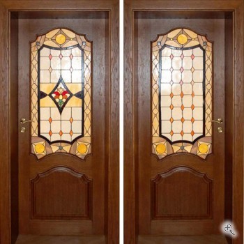 Элитная входная дверь в коттедж с массивом дуба с витражом - купить от производителя Мосдвери Элитная входная дверь в коттедж с массивом дуба с витражом
